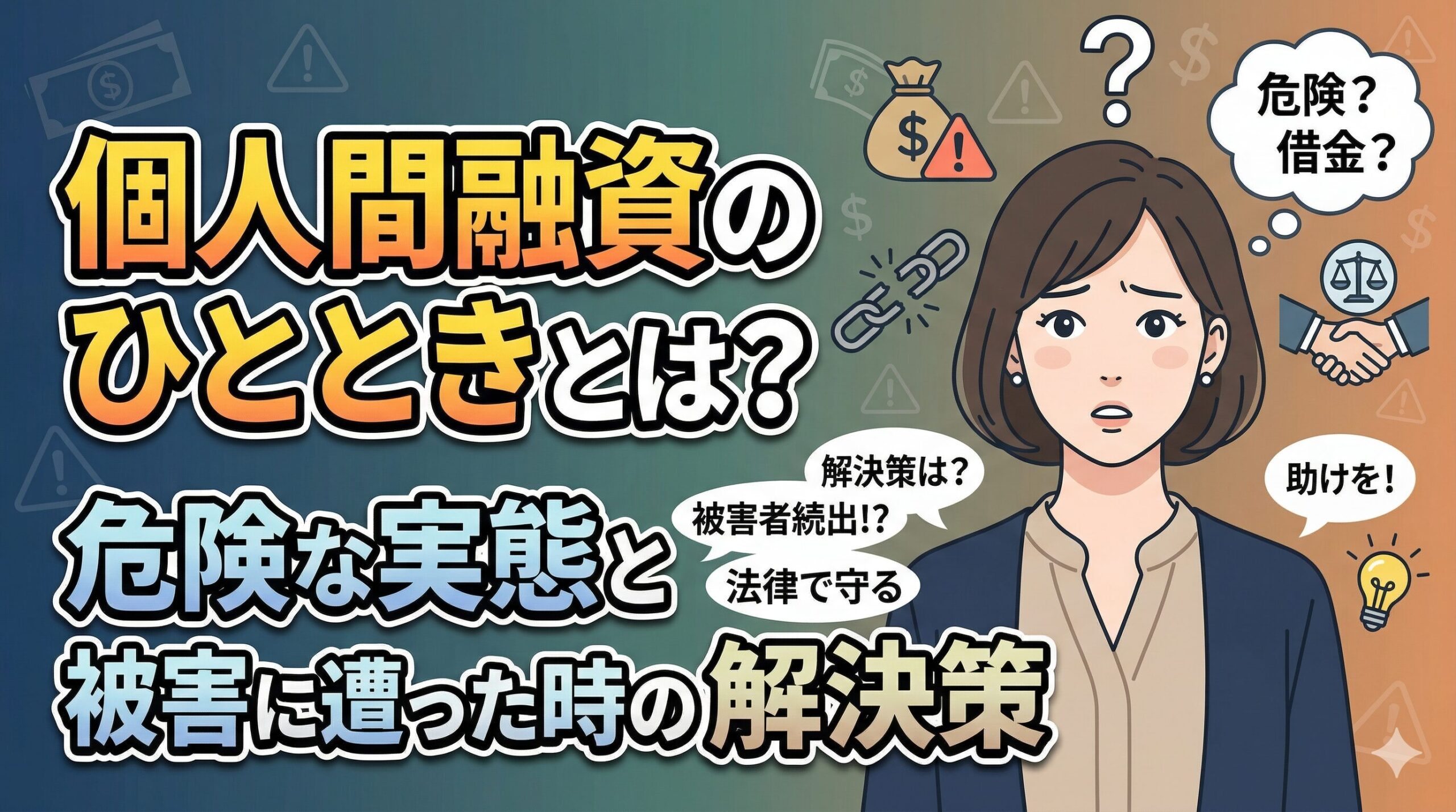 個人間融資のひとときとは？危険な実態と被害に遭った時の解決策