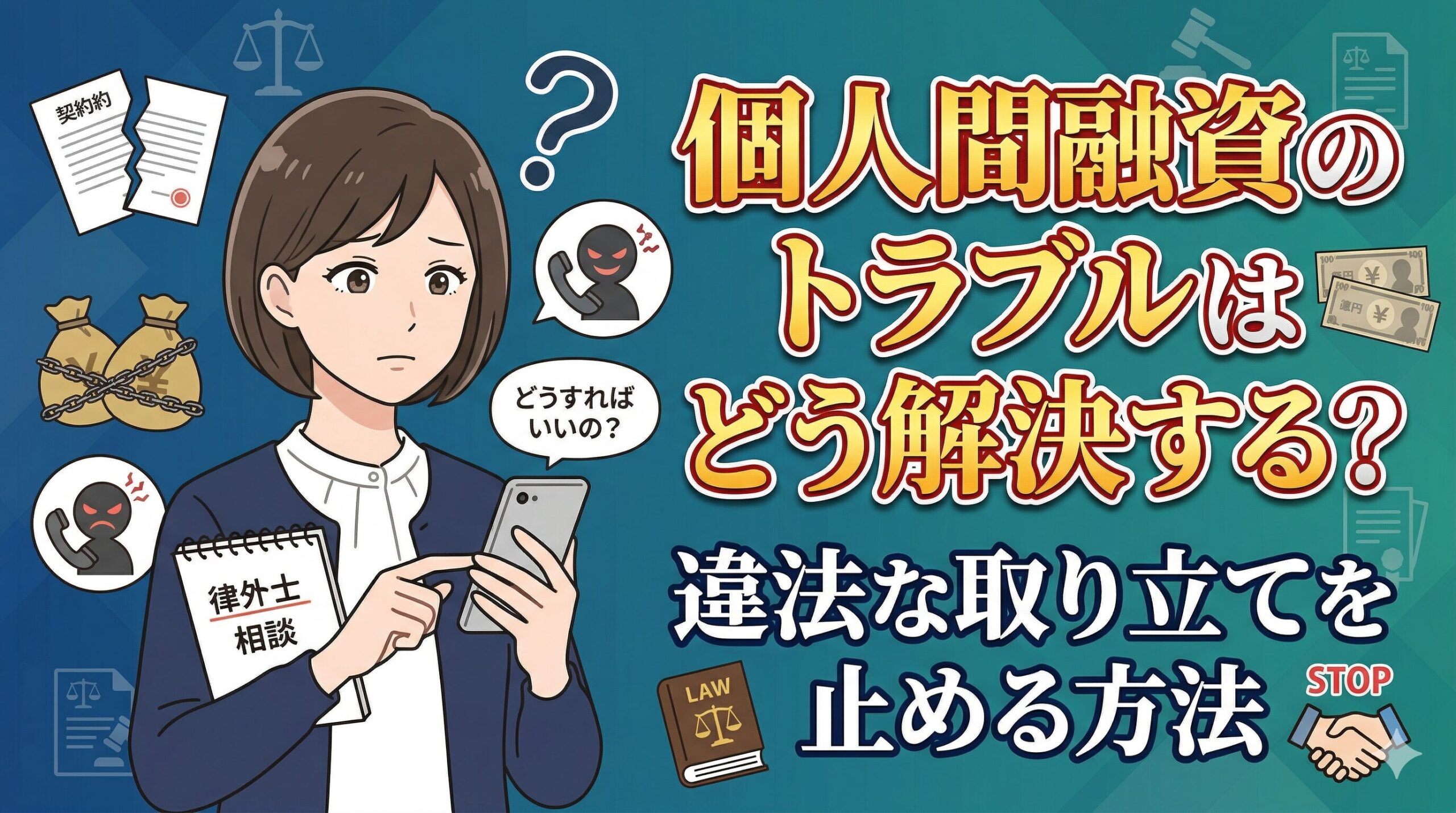 個人間融資のトラブルはどう解決する？違法な取り立てを止める方法