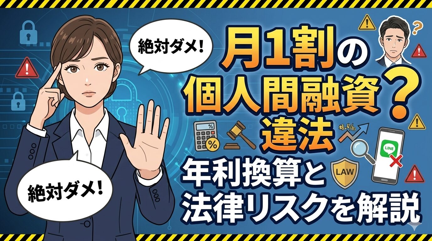 月1割の個人間融資は違法？年利換算と法律リスクを解説