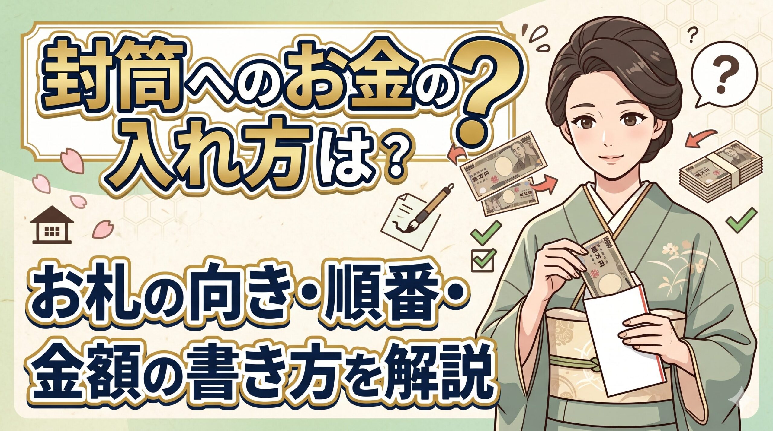 封筒へのお金の入れ方は？お札の向き・順番・金額の書き方を解説