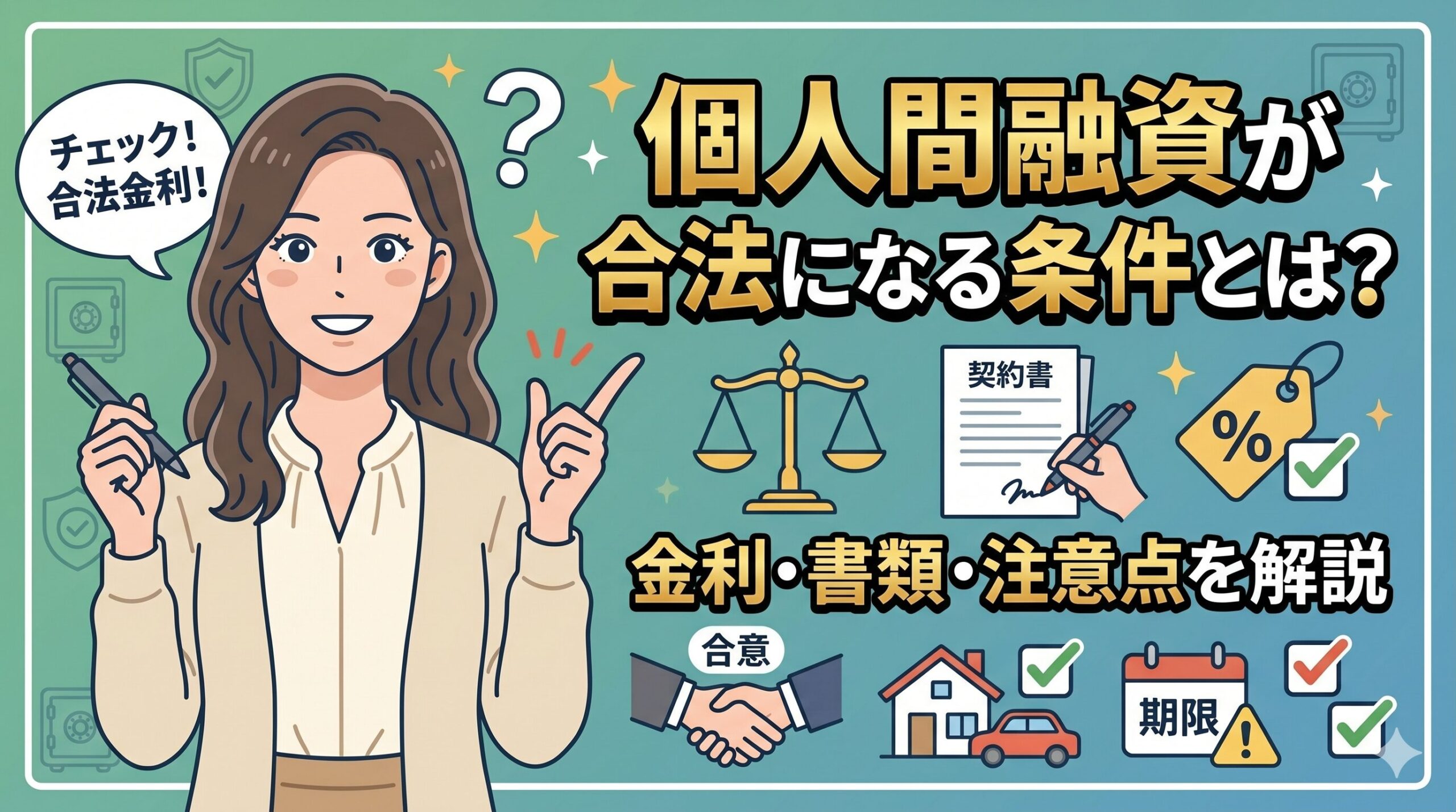 個人間融資が合法になる条件とは？金利・書類・注意点を解説