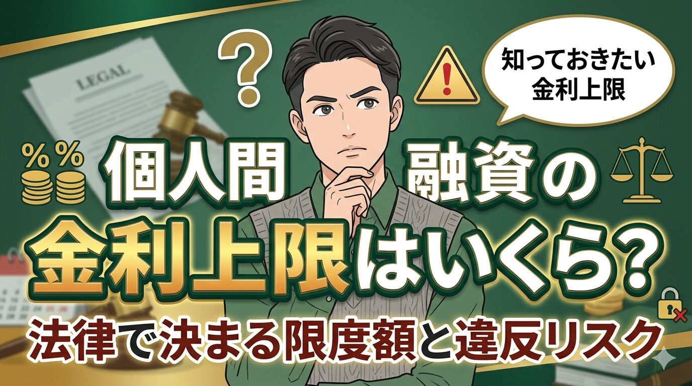 個人間融資の金利上限はいくら？法律で決まる限度額と違反リスク