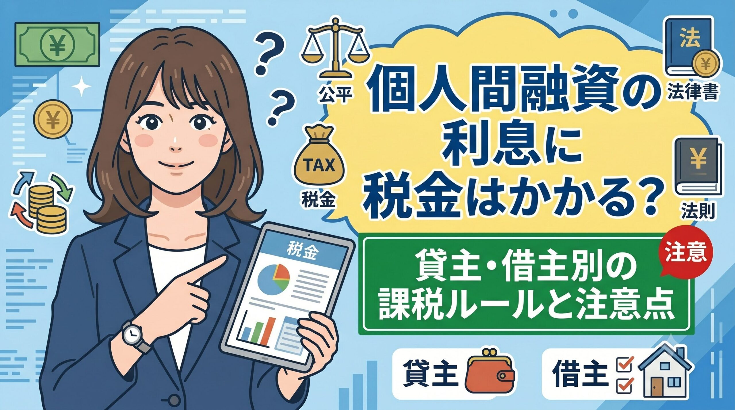 個人間融資の利息に税金はかかる？貸主・借主別の課税ルールと注意点