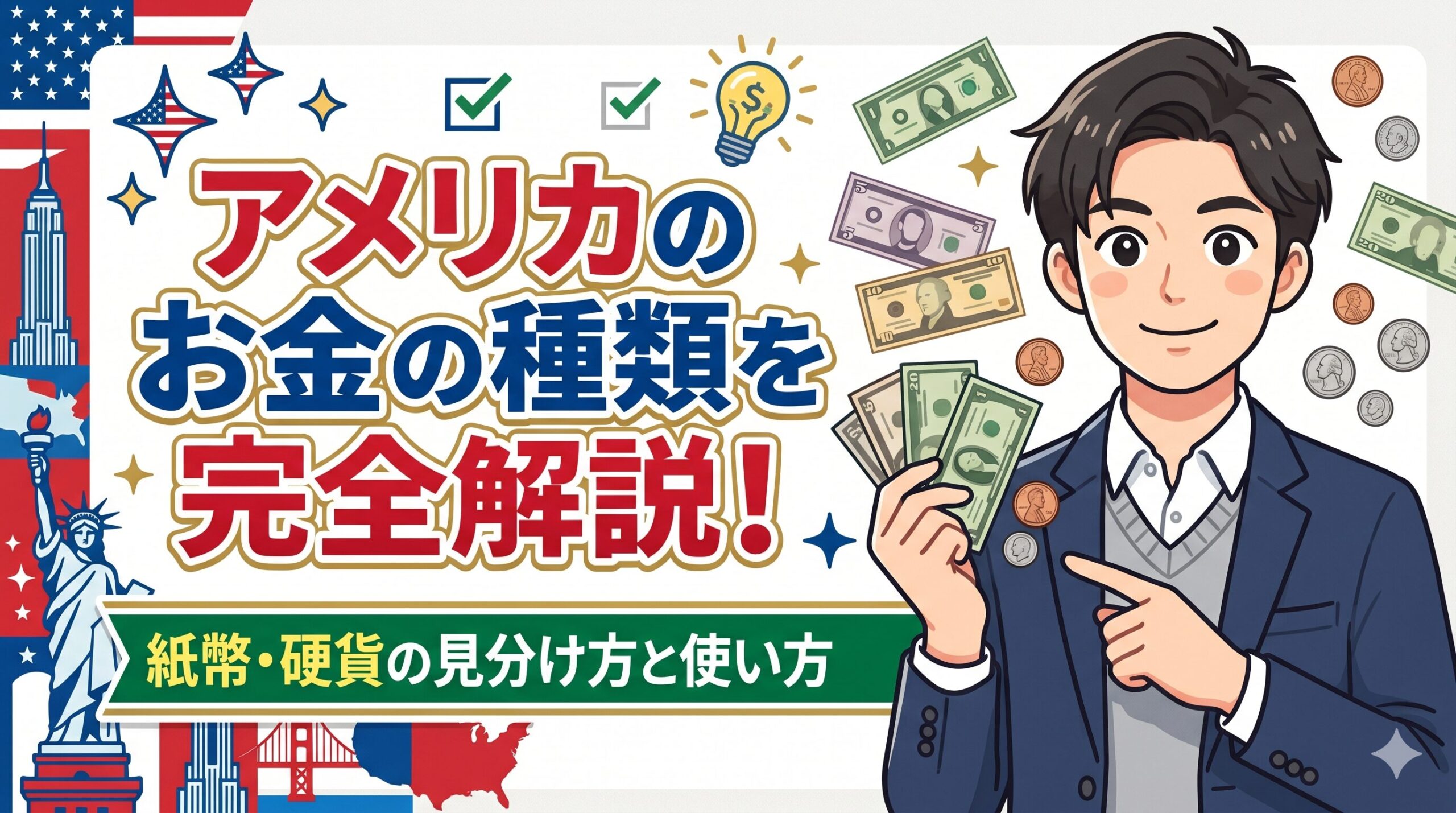 アメリカのお金の種類を完全解説！紙幣・硬貨の見分け方と使い方