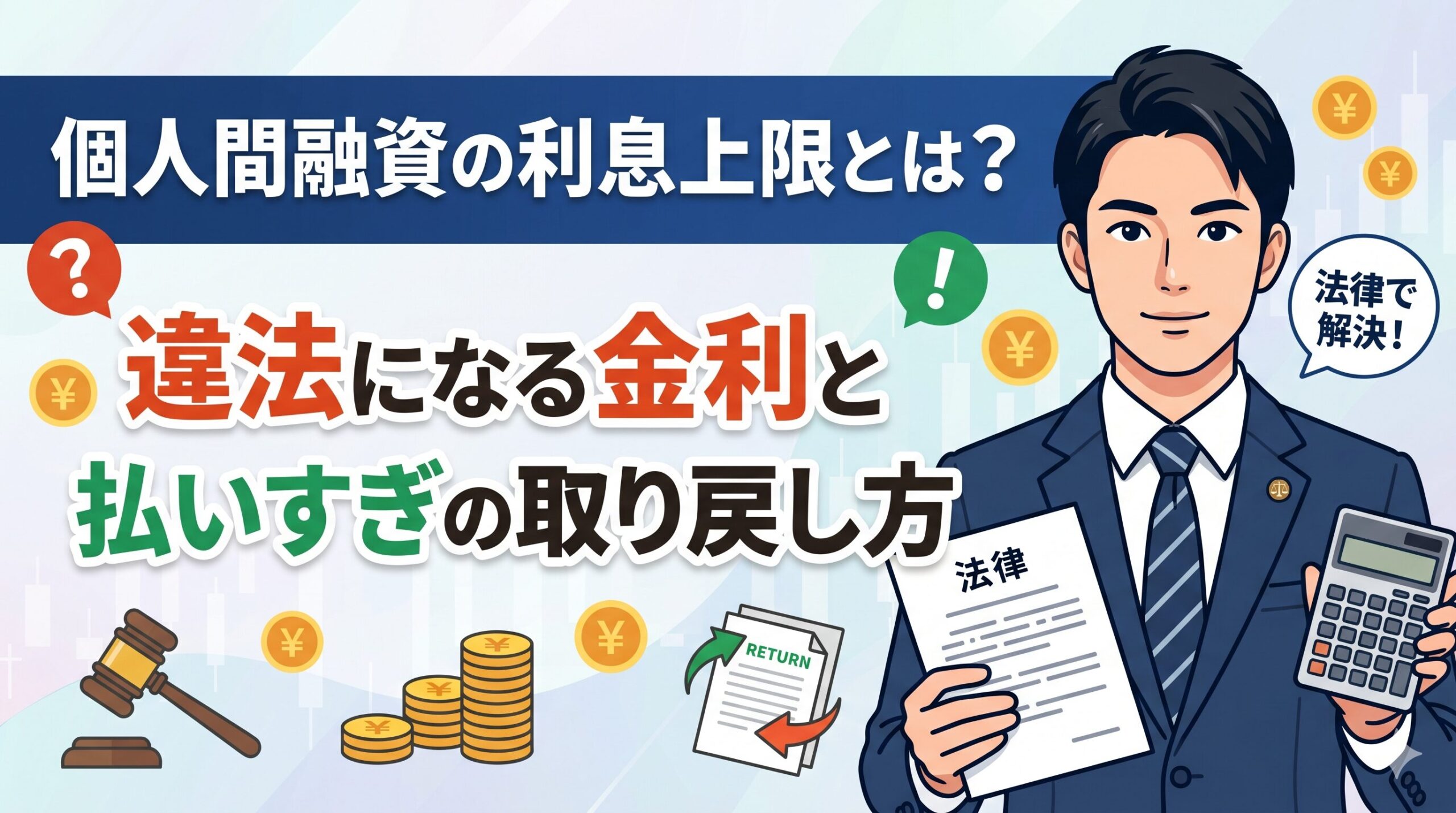 個人間融資の利息上限とは？違法になる金利と払いすぎの取り戻し方
