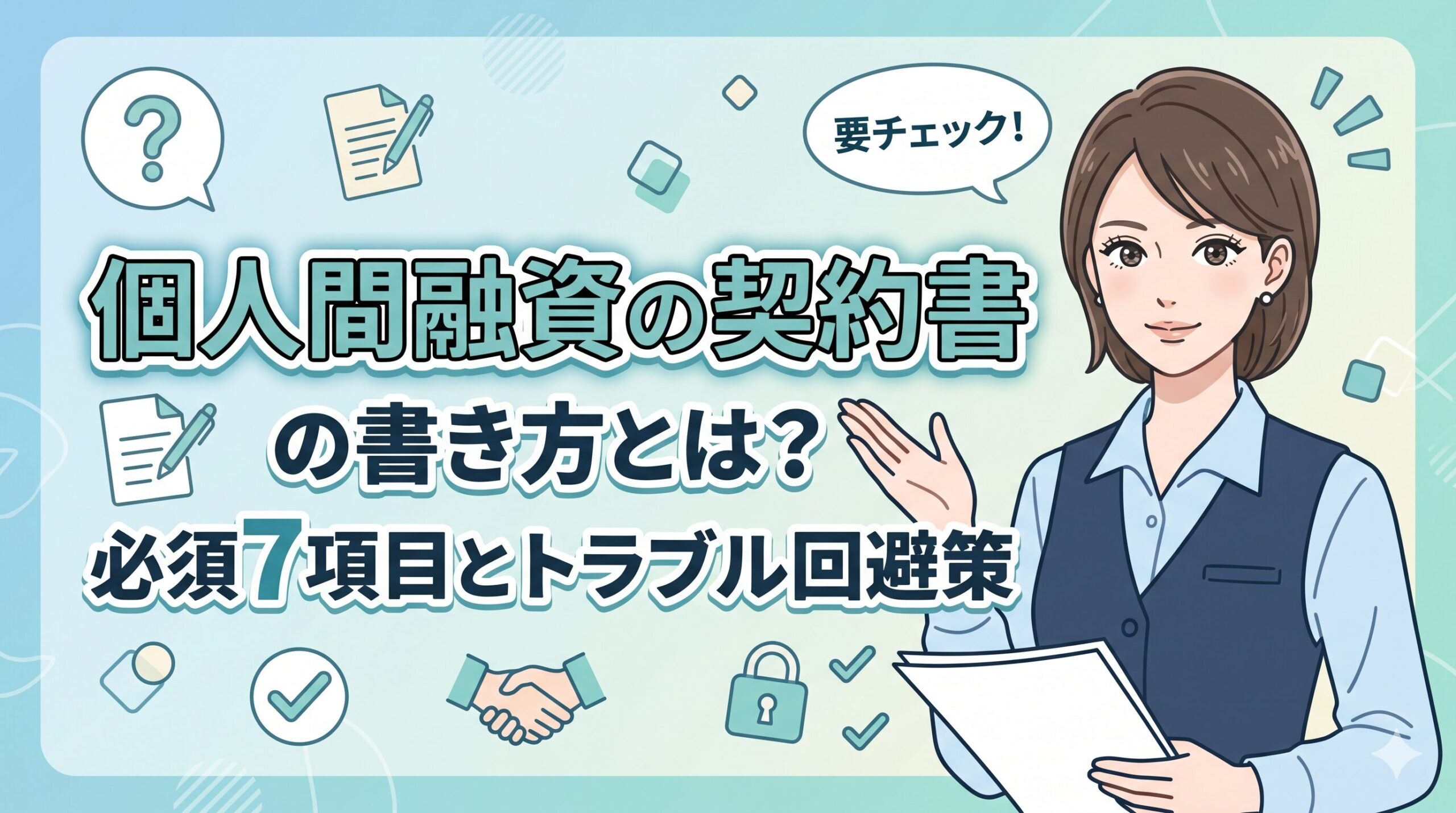 個人間融資の契約書の書き方とは？必須7項目とトラブル回避策