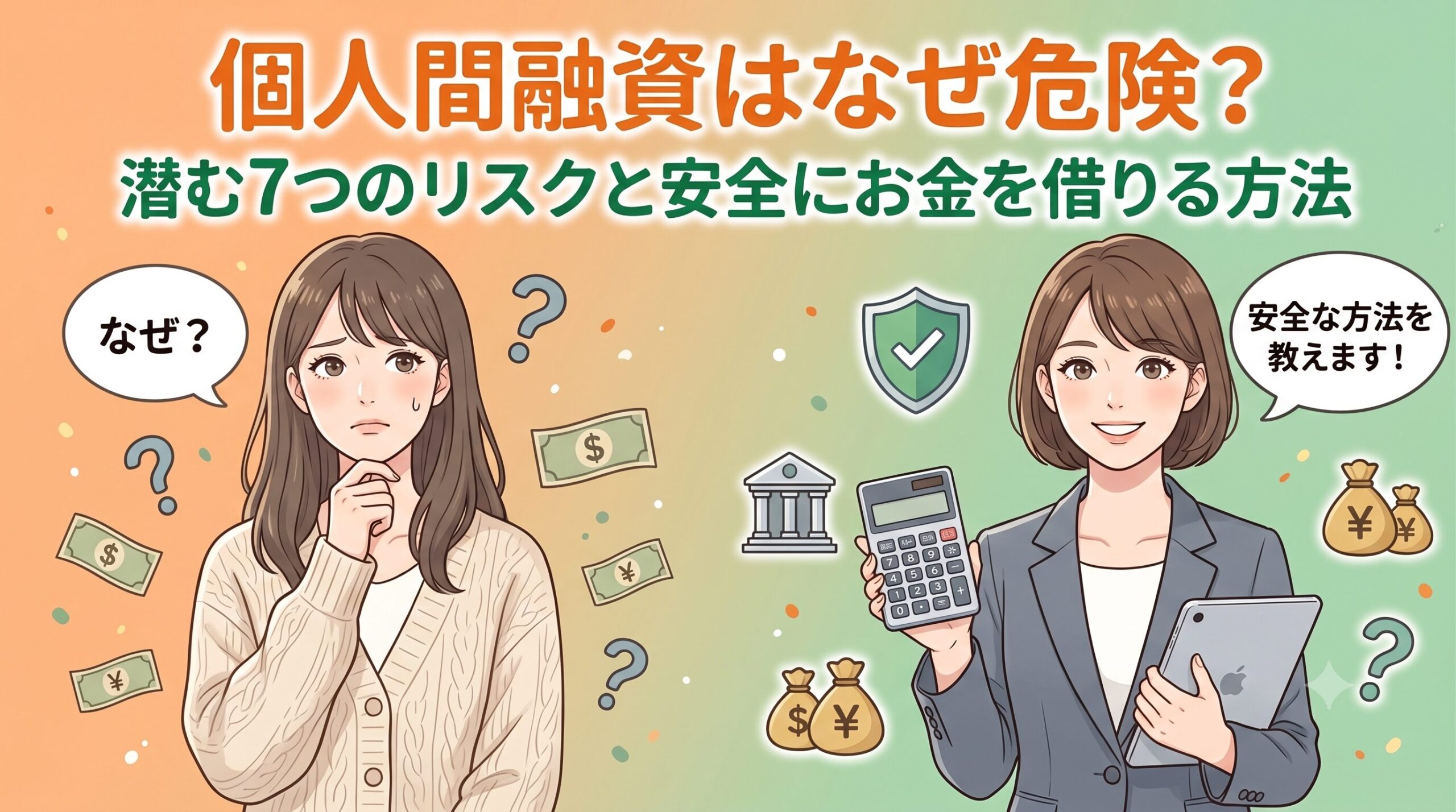 個人間融資はなぜ危険？潜む7つのリスクと安全にお金を借りる方法