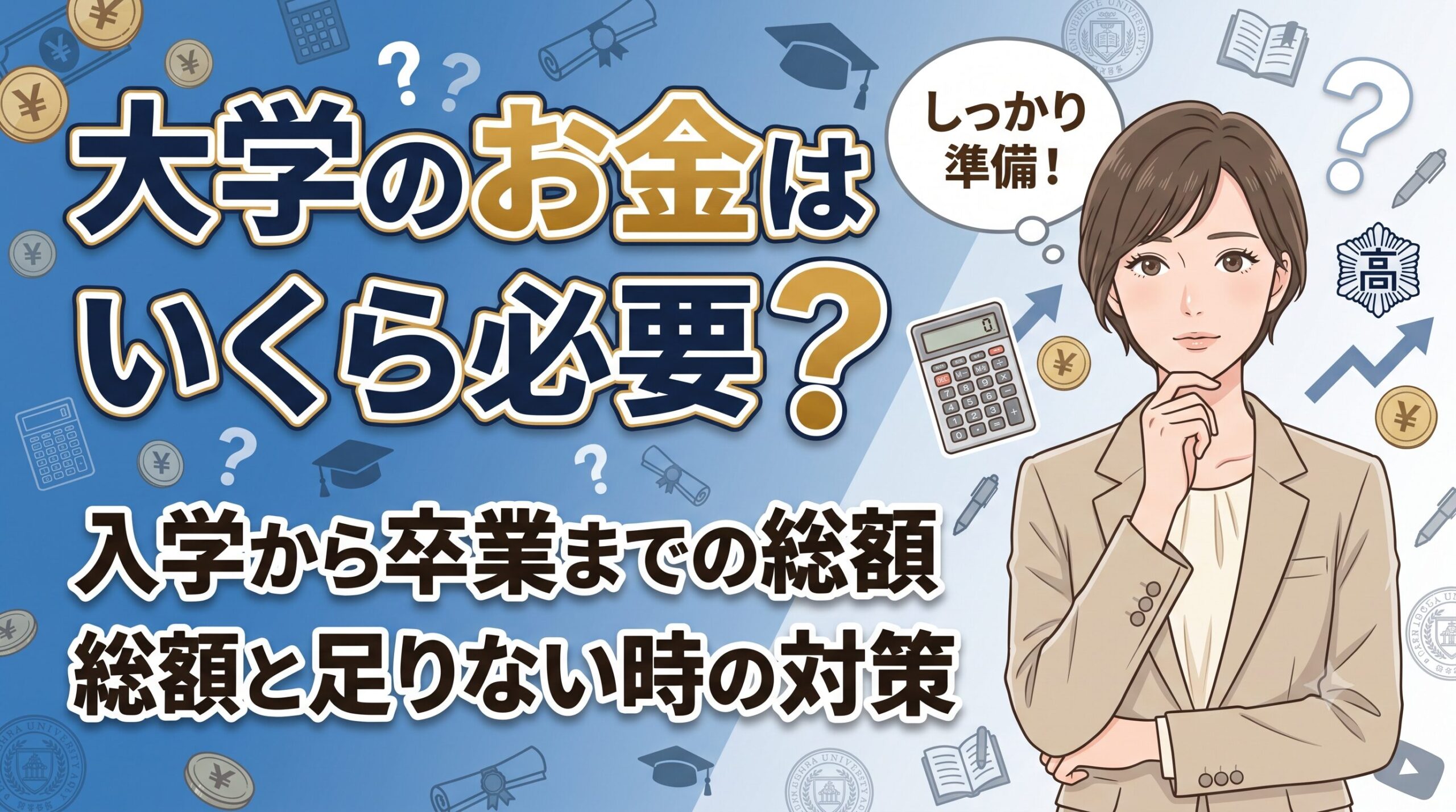 大学のお金はいくら必要？入学から卒業までの総額と足りない時の対策