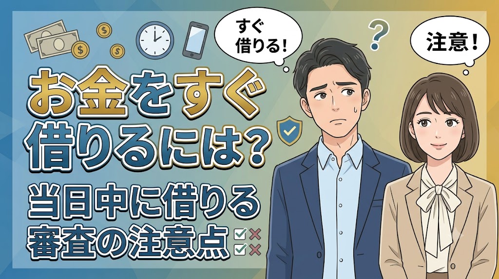 お金をすぐ借りるには？当日中に借りる6つの方法と審査の注意点