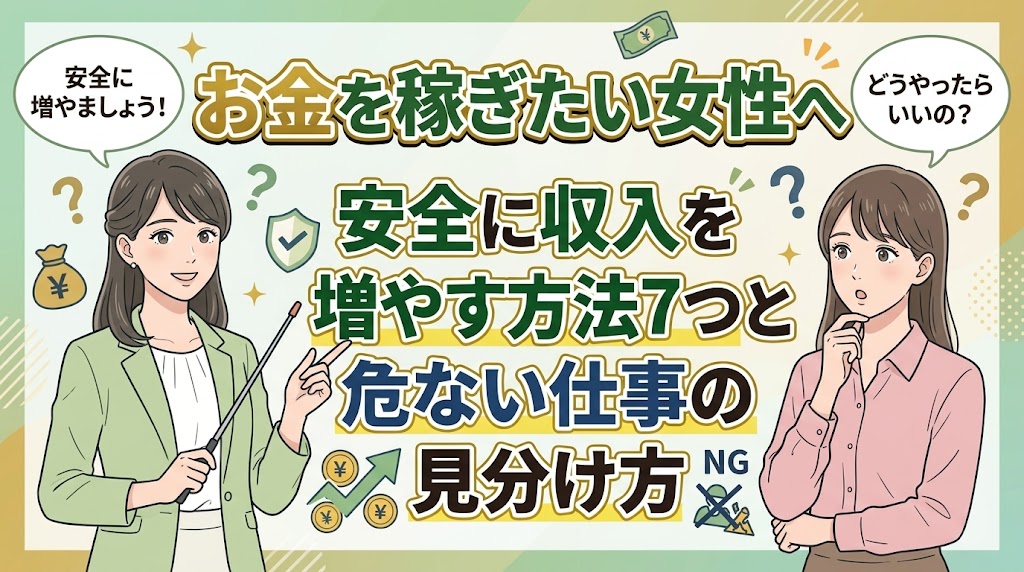 お金を稼ぎたい女性へ｜安全に収入を増やす方法7つと危ない仕事の見分け方